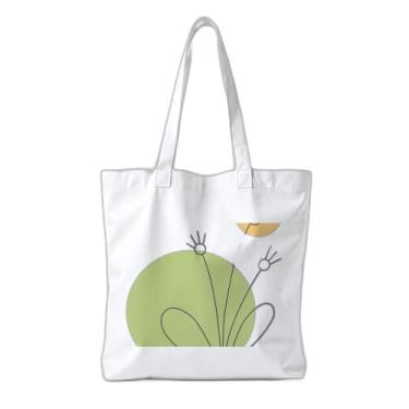 Imagem de Kit 10 Sacola Ecologica Charmosa e Reutilizável 38x41,5cm Com Estampa Line Art Flower