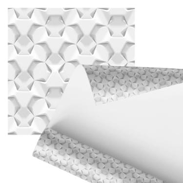 Imagem de papel de parede Decorativo 3D em Hexágono, Revestimento de Parede Branco, 2,80 Metros, Design Geométrico Moderno