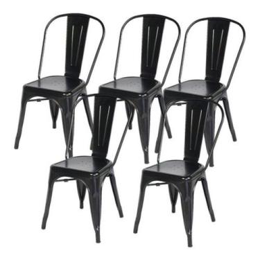 Imagem de Kit 5 Cadeiras Tolix Iron Metal Aço Industrial Preta !! - UNIVERSAL MI