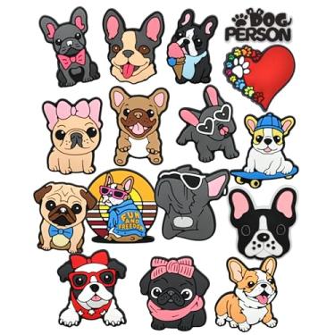 Imagem de tikono 16 pingentes de decoração de sapatos de cachorro, pingentes de animais fofos ABS DIY para sapatos, tamancos, sandálias, versáteis para o dia dos namorados, Páscoa, carnaval, Natal