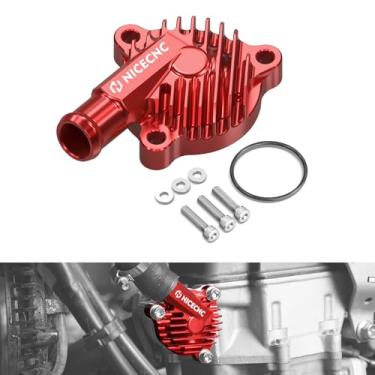 Imagem de NICECNC Capa de termostato de alumínio para motocicleta compatível com Honda TRX450R 2010 2011 2012 2013 2014, TRX450ER Electric Start 2006-2009 2011-2014, substituição para 19321-HP1-670 (vermelho)