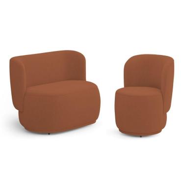 Imagem de Poltrona E Namoradeira Orgânica Molly Bouclê Terracota - Desk Design