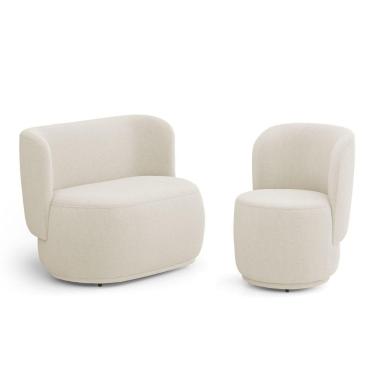 Imagem de Poltrona E Namoradeira Orgânica Molly Bouclê Bege - Desk Design