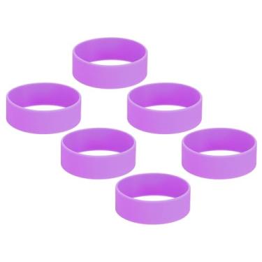 Imagem de Anéis elásticos para copos de sublimação, 6 peças de silicone resistente ao calor de sublimação para copo de 590 ml, roxo