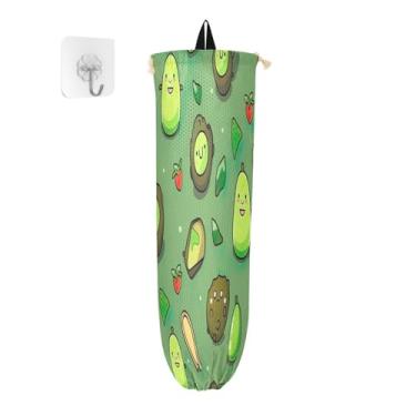 Imagem de Wassud Embalagem com 2 sacos de plástico Cartton Abacate, suporte de parede para sacola de mercearia, armazenamento de cozinha para decoração de despensa de cozinha em casa