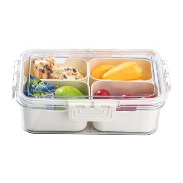 Imagem de Bandeja com Compartimento Transparente QCBF Tampa Caixa de Petiscos Container Charcuterie para Organizador Aperitivos Portátil Armazenamento Doces Frutas Nozes Plástico Grau Alimentar Congelador Soluç