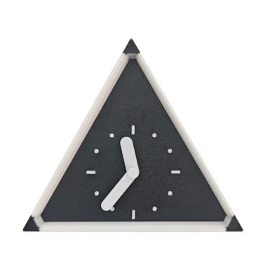 Imagem de Relógio artístico triangular, relógio de parede ou relógio de mesa, relógio analógico silencioso, bateria AA, mostrador tridimensional (branco)