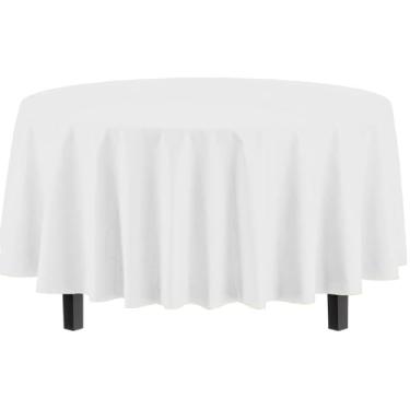 Imagem de Toalha de mesa redonda de plástico premium, 213 cm, branca