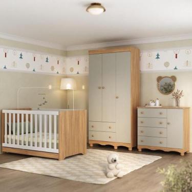 Imagem de Quarto De Bebê Completo Com Berço Americano 3 Em 1 Dengo Multimóveis M