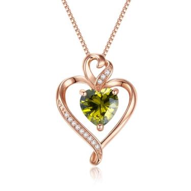 Imagem de Colar feminino com pingente de prata esterlina 925 banhado a ouro rosa banhado a ouro branco 14 K, colar de amor para namorada, esposa, dia dos namorados, aniversário, joia feminina 45,7 cm + 5 cm