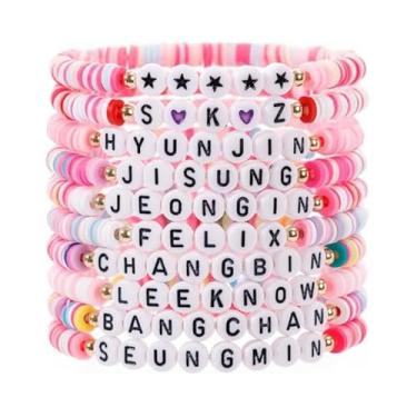 Imagem de Liiusgelad Conjunto de pulseiras Kpop SKZ com contas de argila, pulseiras elásticas de argila de polímero para mulheres, fãs de crianças perdidas, presentes para festas de aniversário, Regular, Argila