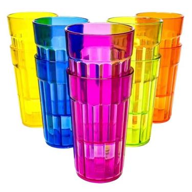 Imagem de Honla Copos Highball de 295 ml, conjunto de 10 copos pequenos de plástico, copos de plástico inquebráveis, copos de suco de água em 5 cores sortidas