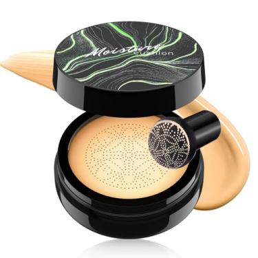 Imagem de OETUIOW Base De Maquiagem Mushroom Head Air Cushion Cc Cream Corretivo Forte, Hidratante Bb Para Todos Os Tipos Pele, Tom Uniforme, Facial Longa Duração (Bege-Claro)