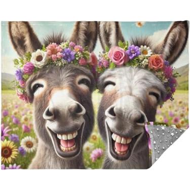 Imagem de TSENQUE Cobertores personalizados de burros fofos para sofá 177,8 cm x 139,7 cm cobertor feminino de sofá para sofás ocidentais