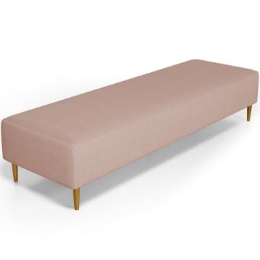 Imagem de Puff Decorativo Sala de Estar Bali W01 Pés Palito 210x60cm Linho Rosê - Lyam Decor