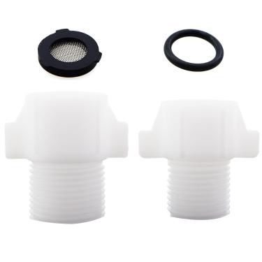 Imagem de CXMTECH Adaptador de torneira fêmea de 1/2 polegada para macho de 2 peças com filtro integrado, conversor de tubo de água de plástico branco