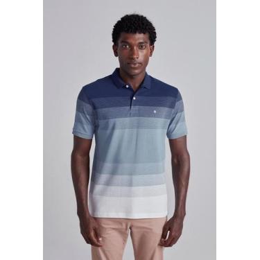 Imagem de Camisa Polo Piquet Comfort - Azul Médio / Branco - HIGHSTIL, Azul médi