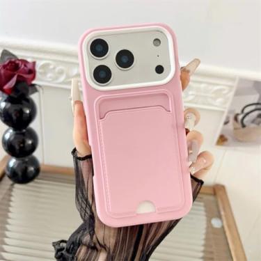 Imagem de Capa transparente fosca com compartimento para cartões e fotos para iPhone 17, 16, 15, 14, 13, 12, 11 Pro Max Plus, em TPU e PC, resistente a impactos (para iPhone 11/Rosa Escuro)