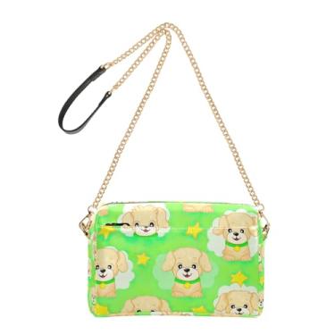 Imagem de Joitme Linda bolsa tiracolo feminina verde com alça de corrente de couro PU