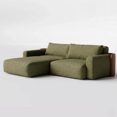 Imagem de Sofá Cama Ibiza Sem Caixa com Super Chaise 2,64m em Linho Verde e mate