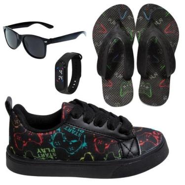 Imagem de Tênis Infantil Masculino Casual Colegial CM Gamer Leve Confortável Men