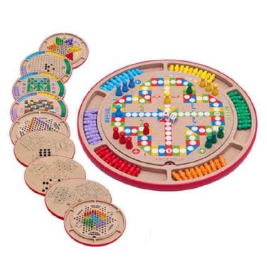 Imagem de Jogo de tabuleiro de madeira 10 em 1 para crianças divertido e interativo