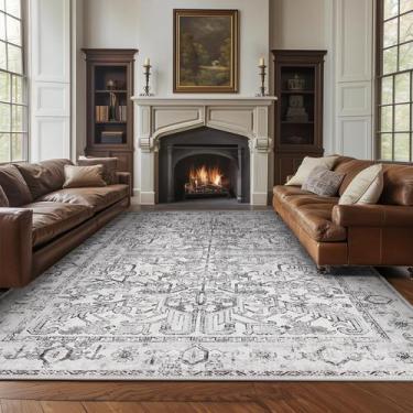 Imagem de Alfombra de Área Jinchan Vintage Floral 8x10 pies Lavable a Máquina Gr