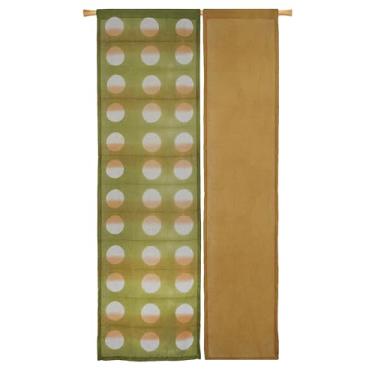 Imagem de Cortinas japonesas Noren | Divisor de quarto de linho boho-japonês | Cortinas de porta de bolinhas bege feitas à mão | Destaque de entrada para decoração de casa sem perfuração para animais de