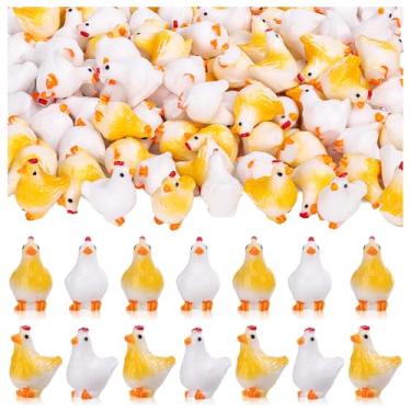 Imagem de LSGYPAQ 50 peças, mini galinhas de resina, estatueta de galinhas de resina, miniatura de animais de fazenda, galinhas, enfeite para jardim, musgo, paisagem, casa, bricolage, terrário, artesanato,