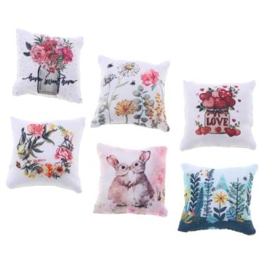 Imagem de harayaa 6x Miniaturas de Almofadas Decorativas para Sofá, Tema Primavera/Páscoa