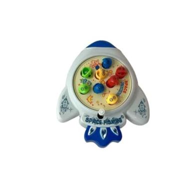 Imagem de Jogo de Pesca Espacial Foguete com Vara, Brinquedo Infantil com 11 Peças, 16x13 cm, 77g, Pega Peixe a Corda, Idade Recomendada 3+
