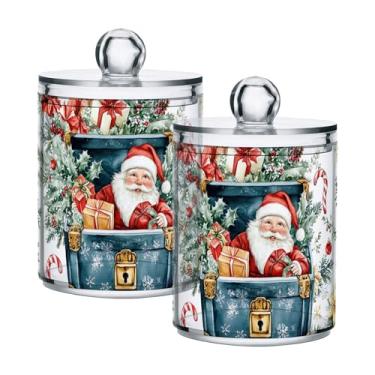 Imagem de xigua Pacote com 4 lindos suportes de Natal para bolas de algodão, cotonete – Frasco de plástico de boticário de armazenamento versátil transparente de 4 ml para banheiro e organização de