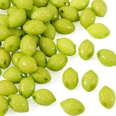 Imagem de 50 peças de contas de acrílico opacas de limão contas de frutas contas espaçadoras divertidas para bricolage brinco pingente de limão colar pulseira fazer joias chaveiro telefone Starp artesanato