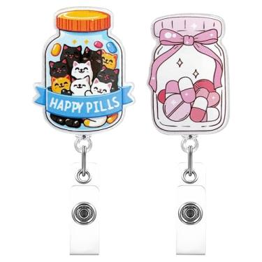 Imagem de Carretel de crachá de farmácia, carretel de crachá de técnico de farmácia, porta-crachás retráteis fofos com clipe jacaré para enfermeira, médico, farmacêutico, escritório, escola, estudantes de