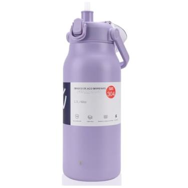 Imagem de Garrafa Térmica de água 1700ml Grande Capacidade Aço Inox Isolado Cup de Academia (Roxo 1700ML)