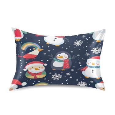 Imagem de Blueangle Fronha de cetim boneco de neve para cabelo e pele, fronha de seda, tamanho padrão (50,8 x 66 cm) - fronhas de cetim com fecho de envelope (898)