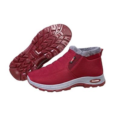 Imagem de Botas de neve femininas de inverno: botas quentes forradas com pele 2025 botas de tornozelo conforto durante todo o dia calçado ao ar livre para caminhadas, Preto, 37