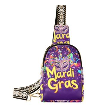 Imagem de CEBUGI Bolsa tiracolo feminina com fundo de carnaval pequena, bolsa tiracolo de couro, bolsa de peito para caminhadas, viagens ao ar livre