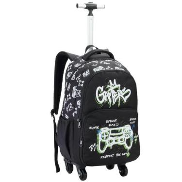 Imagem de Mochila de Rodinhas Escolar Infantil Estampa Gamer Meninos Material Re
