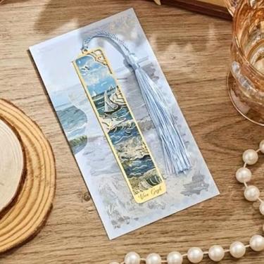 Imagem de Marcador de página vintage de metal para pintura a óleo – 1 marcador de livro de bronze oco com borla longa – presentes de papelaria para leitores, clubes de livros, leitores, festivais, escritores