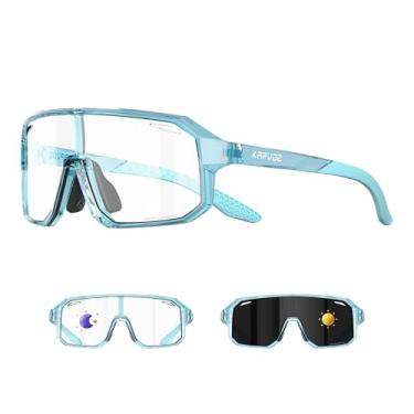 Imagem de KAPVOE Óculos de sol fotocromáticos de beisebol infantil para meninos e meninas jovens óculos esportivos UV400 TR90 armação tênis softball ciclismo 12 azul transparente