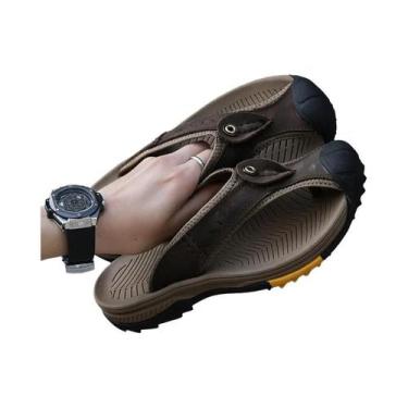 Imagem de Sandálias Masculinas De Couro Genuíno Antiderrapantes Com Massagem Par