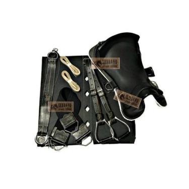 Imagem de KIT 10x PEÇAS  Montaria Sela FREIO OURO PRETA COMPLETA - SELARIA SERRA