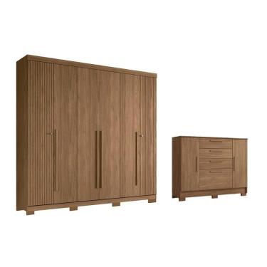 Imagem de Guarda Roupa 2 Peças (1guardaroupa+1cômoda) Qc369 Jatobá - Santos Andirá