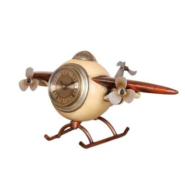 Imagem de Relógio de mesa moderno europeu retrô aeronáutico relógio de mesa casa quarto sentado relógio sala de estar relógio de mesa escritório ornamentos de mesa relógio de mesa (A)