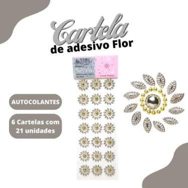 Imagem de Cartela De Adesivo Flor Prata - Sticker C/6 Unidades - Mmixer10 - Nybc