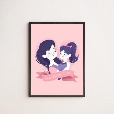 Imagem de Quadro Desenho Feliz Dia Das Mães 45X34Cm Moldura Preta