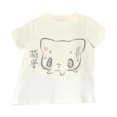 Imagem de Camiseta Feminina De Verão Casual Estampada Com Anime Y2K, Manga Curta