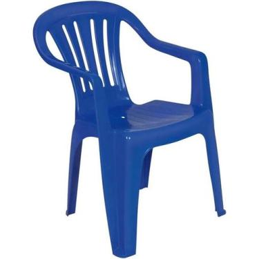 Imagem de Poltrona Plástica Azul Até 182kg C/ Apoio De Braço Mor