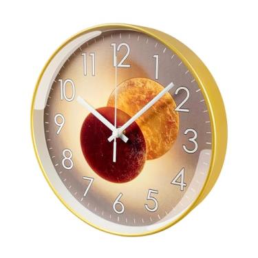 Imagem de HIIXHC Relógio de parede, moderno relógio de parede digital operado por bateria 25 cm, relógio de cozinha silencioso sem tique-taque, pequeno relógio analógico clássico decorativo para decoração de